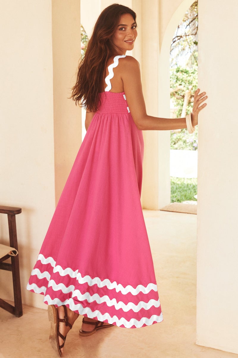 Dbvacay Wave Straps Color Block Maxi Dress