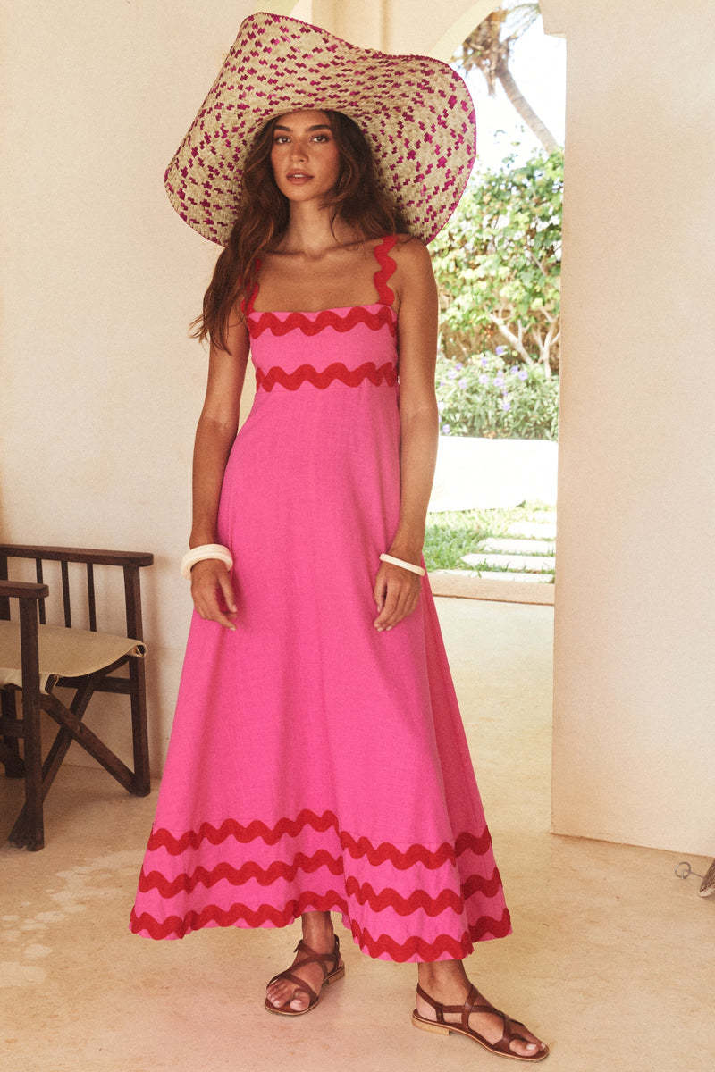 Dbvacay Wave Straps Color Block Maxi Dress