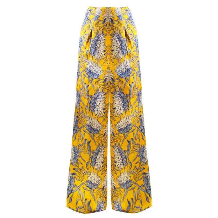 Dbvacay Tie-Waist Floral Print Pants Swimsuit Set