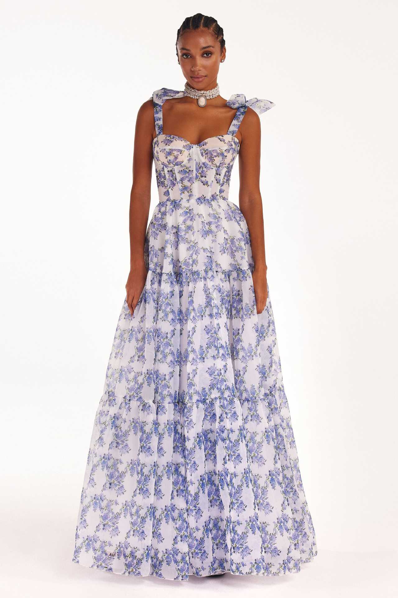 Dbvacay Blue Printed Fairy-style Maxi Dress