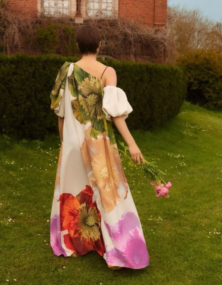 Dbvacay Floral Printed Open Shoulder Maxi Dress