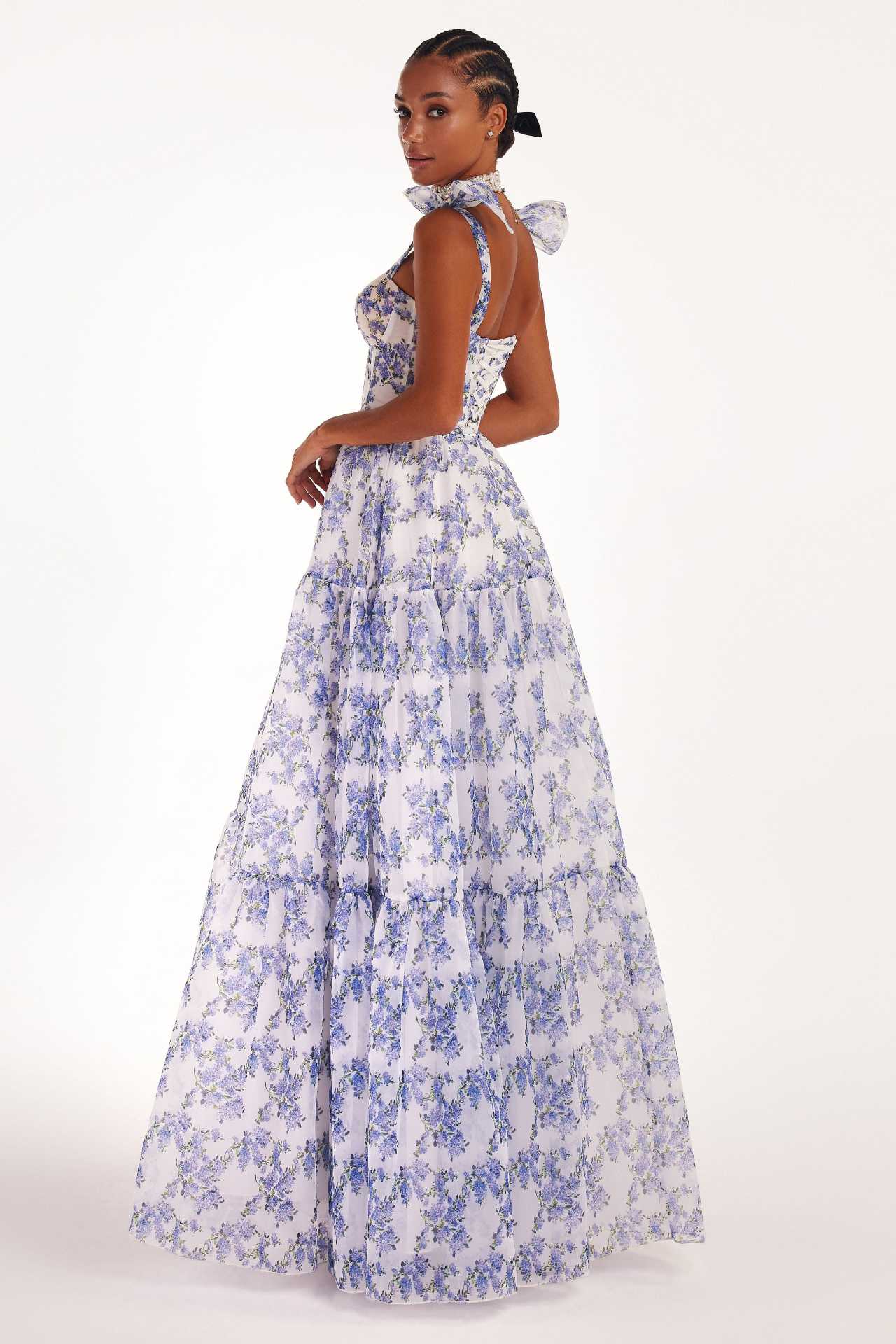 Dbvacay Blue Printed Fairy-style Maxi Dress
