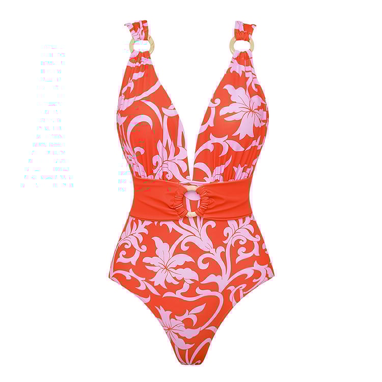 Printed One Piece Swimsuit Set