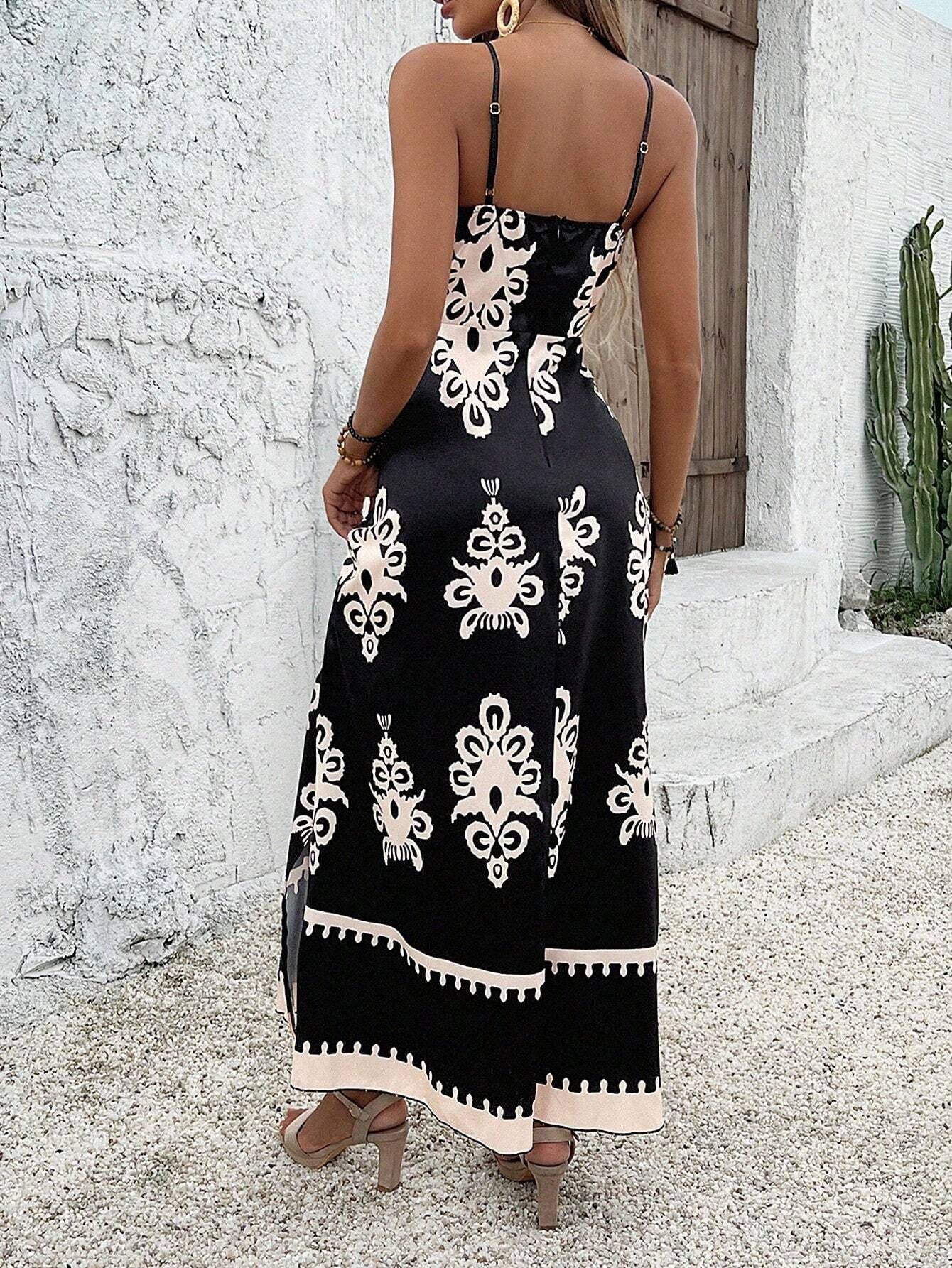 Dbvacay Black printed resort Maxi Dress