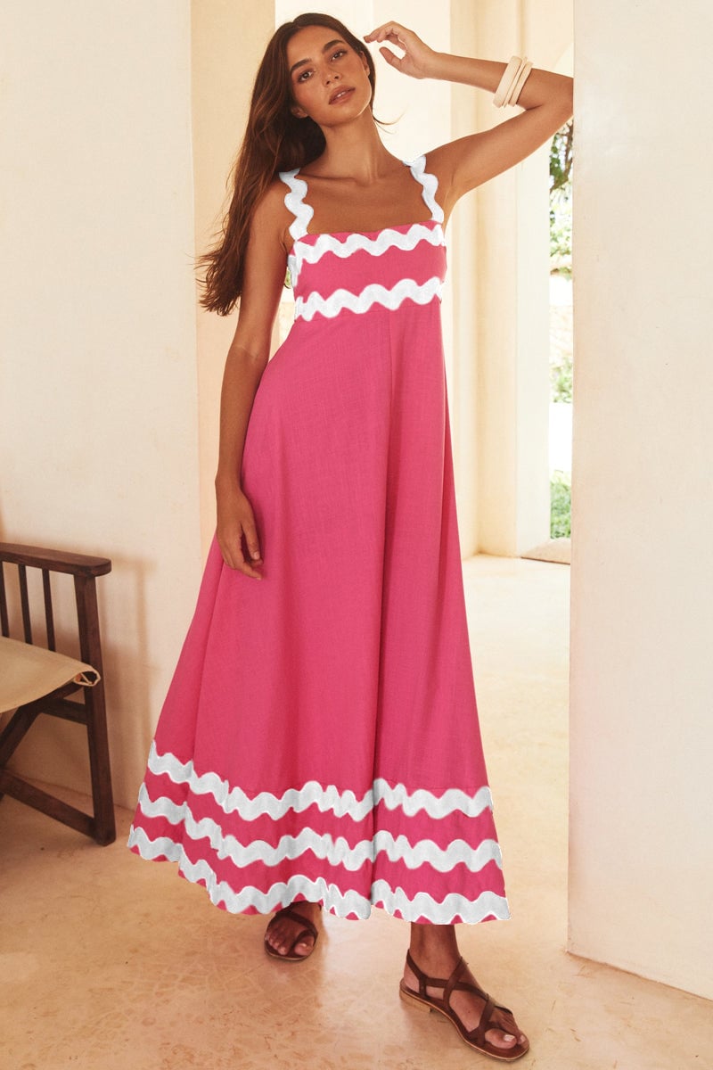 Dbvacay Wave Straps Color Block Maxi Dress