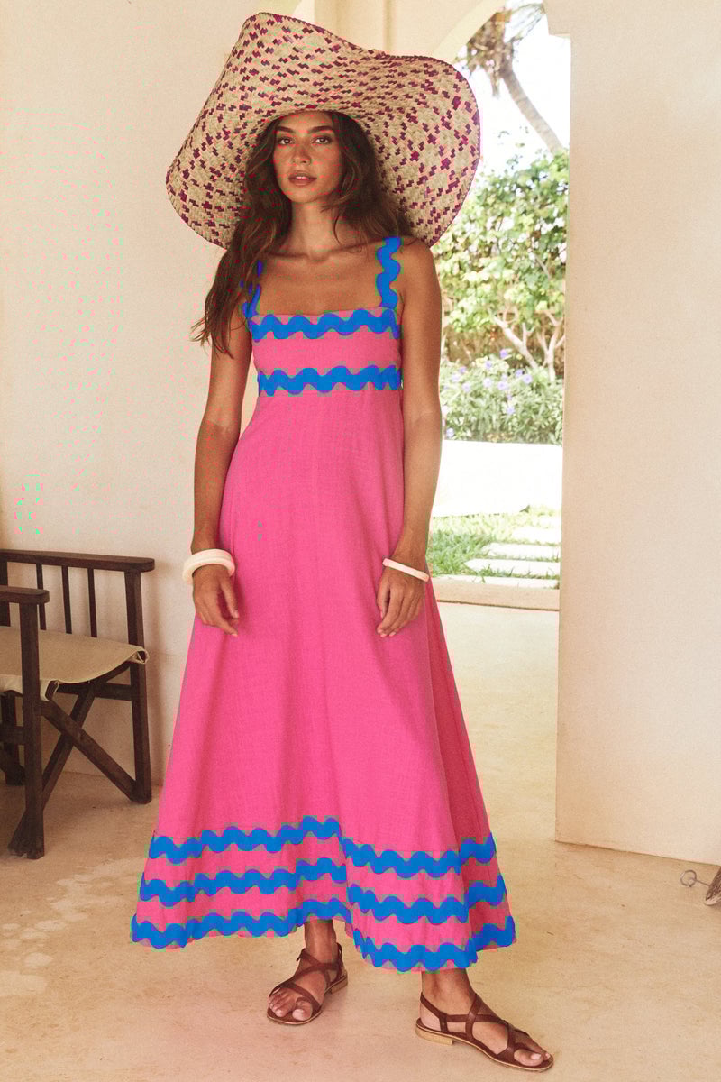 Dbvacay Wave Straps Color Block Maxi Dress