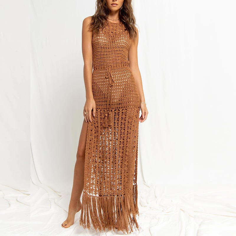 Crochet Tassels Cover-Up Dress