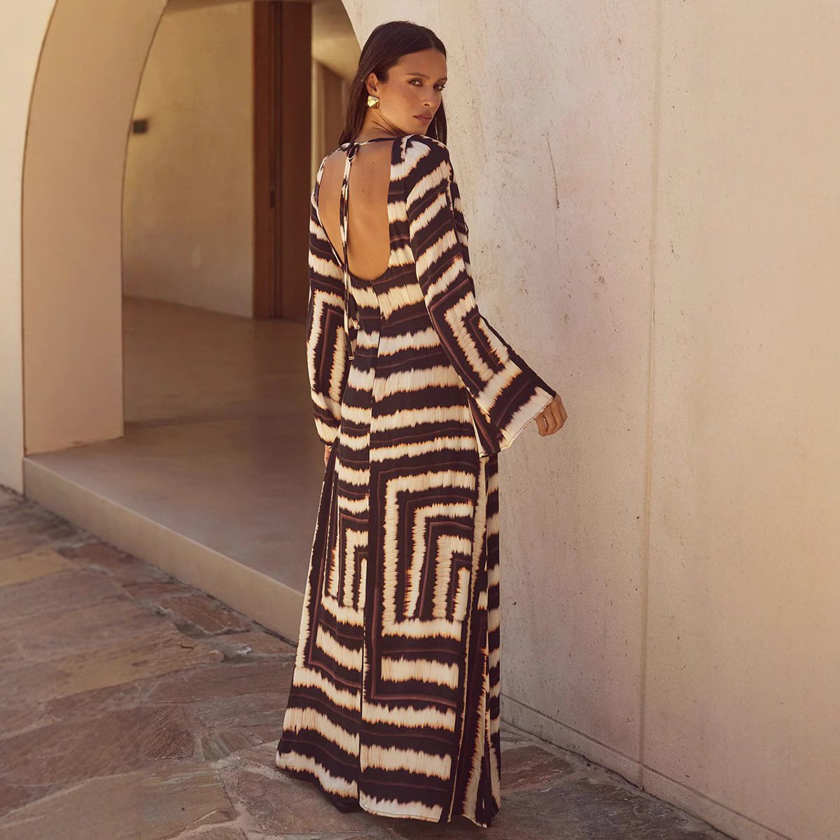 Dbvacay Noria Print V-neck Vacation Maxi Dress