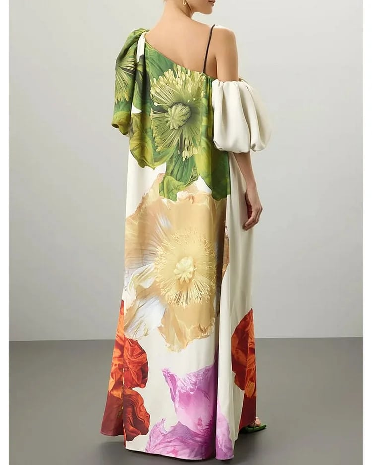 Dbvacay Floral Printed Open Shoulder Maxi Dress