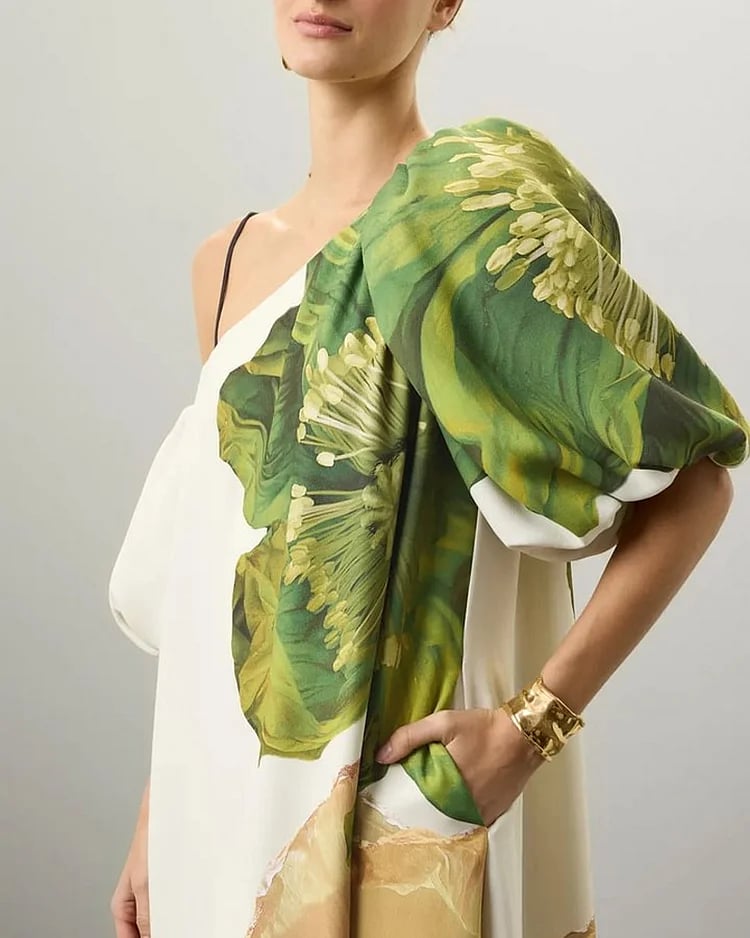 Dbvacay Floral Printed Open Shoulder Maxi Dress