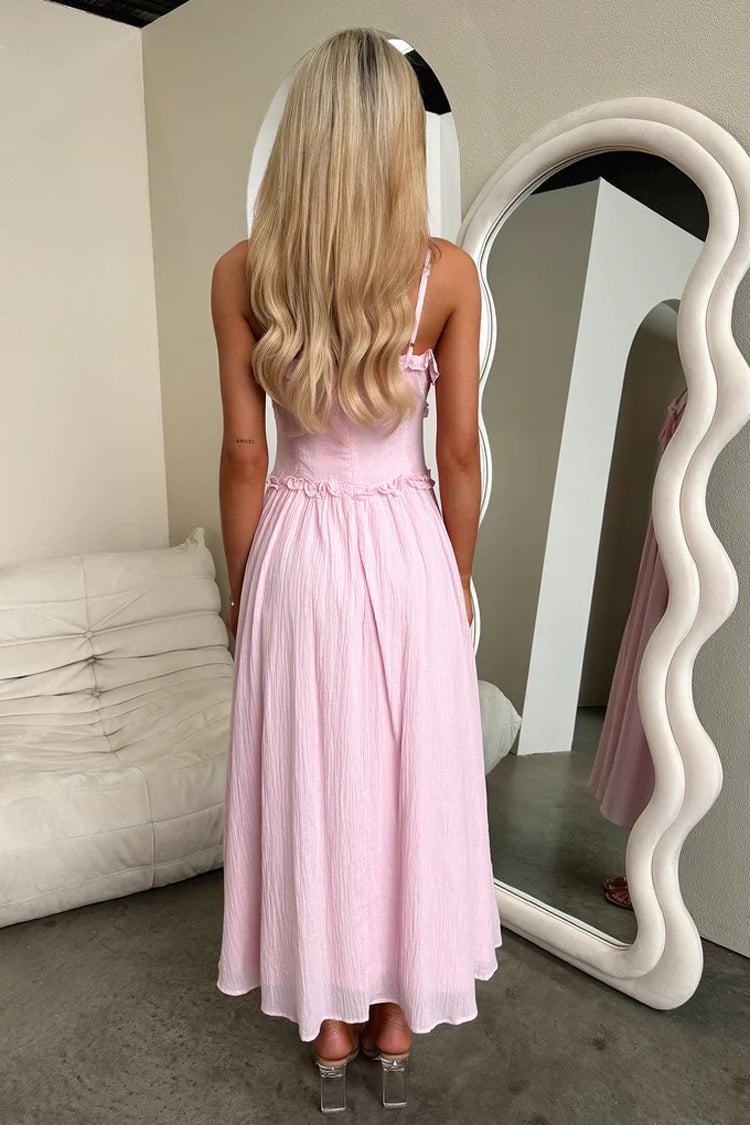 Dbvacay Red halterneck ruffled Maxi Dress