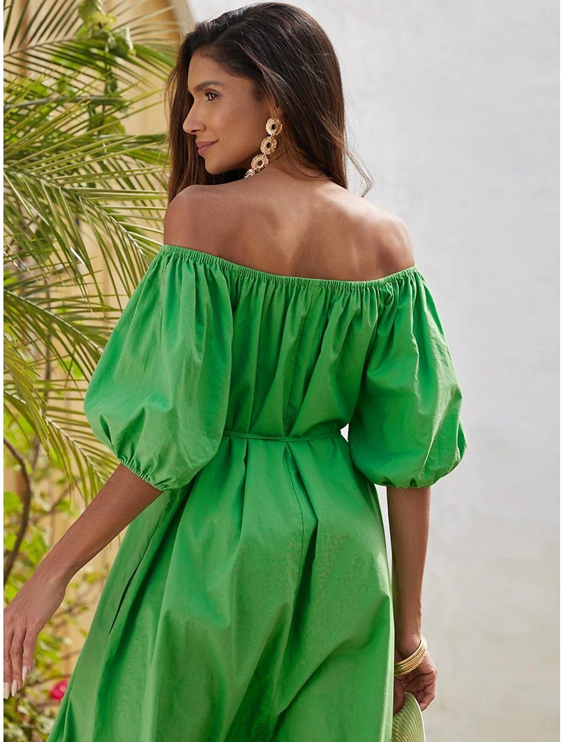 Dbvacay Elegant Slant Shoulder Loose Maxi Dress