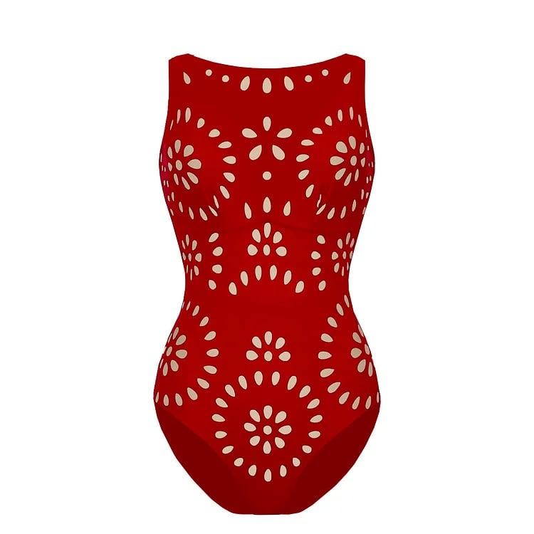 Laser Cutting Flower Hollow Flared Skirt Swimsuit Set