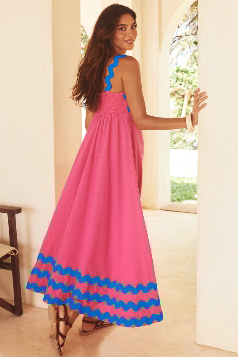Dbvacay Wave Straps Color Block Maxi Dress