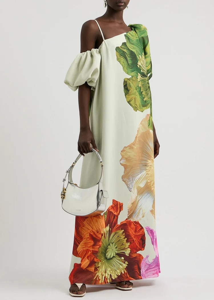 Dbvacay Floral Printed Open Shoulder Maxi Dress