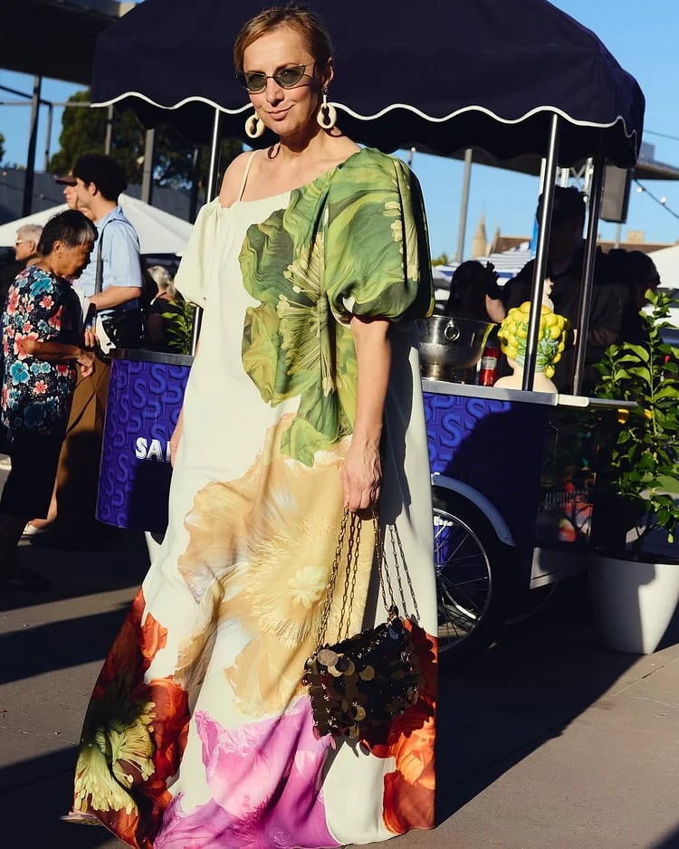 Dbvacay Floral Printed Open Shoulder Maxi Dress