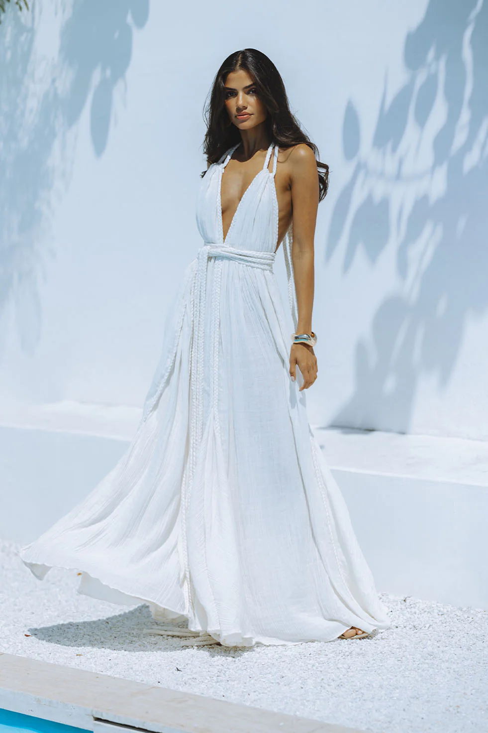 Dbvacay Backless with straps and flowing suitable for vacation Maxi Dress