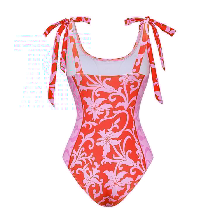 Floral Printed Onepiece Swimsuit Set