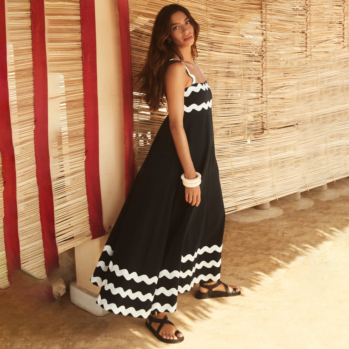 Dbvacay Wave Straps Color Block Maxi Dress