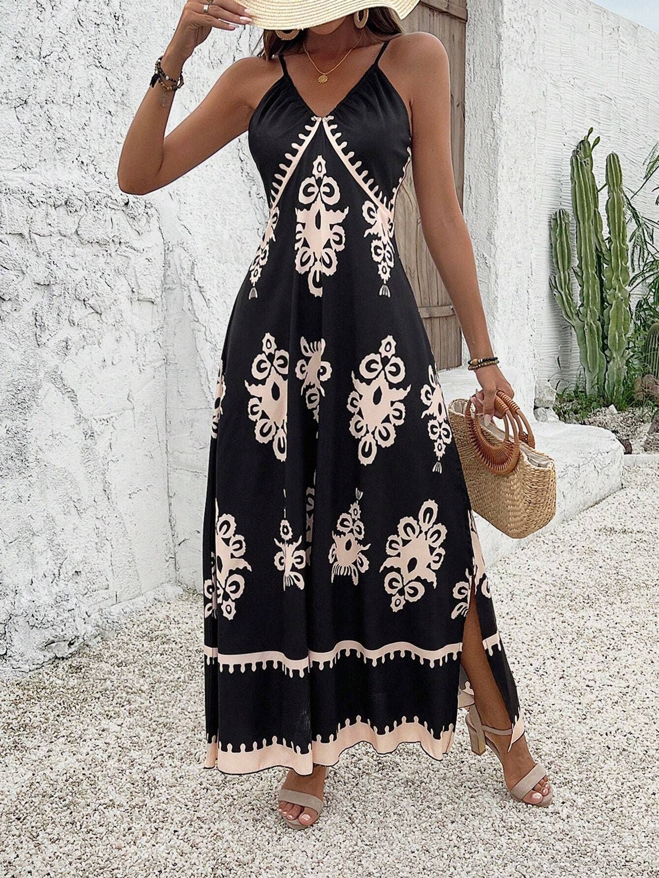 Dbvacay  Black printed resort  Maxi Dress