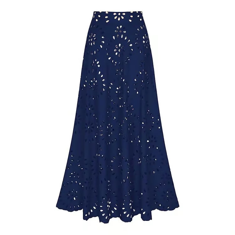 Laser Cutting Flower Hollow Flared Skirt Swimsuit Set