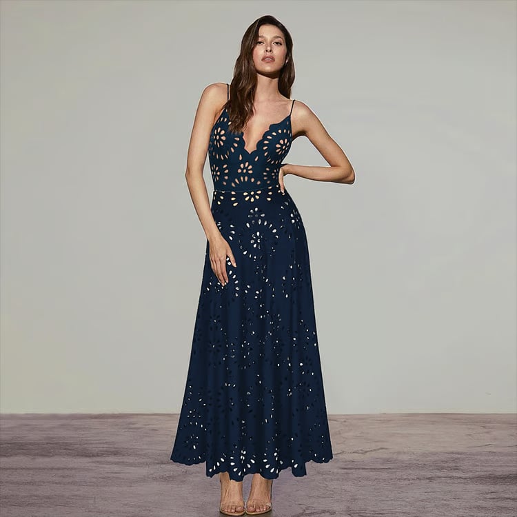 Laser Cutting Flower Hollow Flared Skirt Swimsuit Set