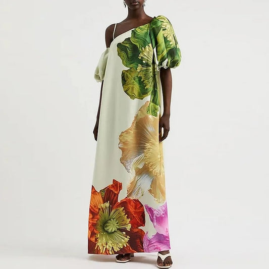 Dbvacay  Floral Printed Open Shoulder Maxi Dress