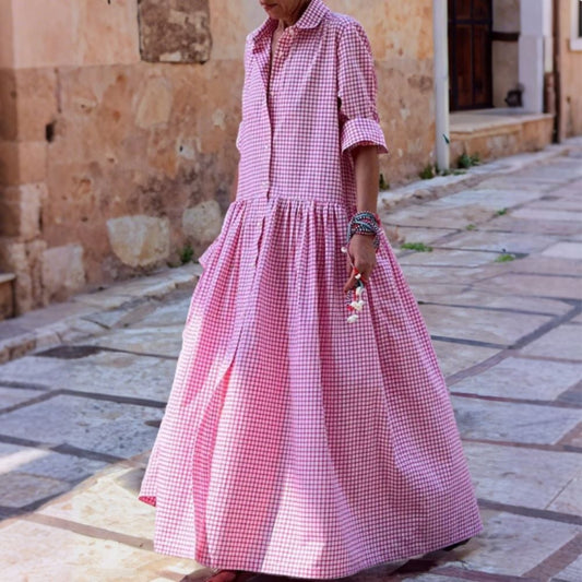 Dbvacay  Long Sleeve Shirt Patchwork Cotton Dress