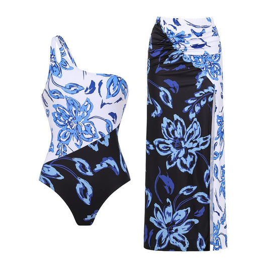 Dbvacay  One Shoulder Print Two Piece Swimsuit Set