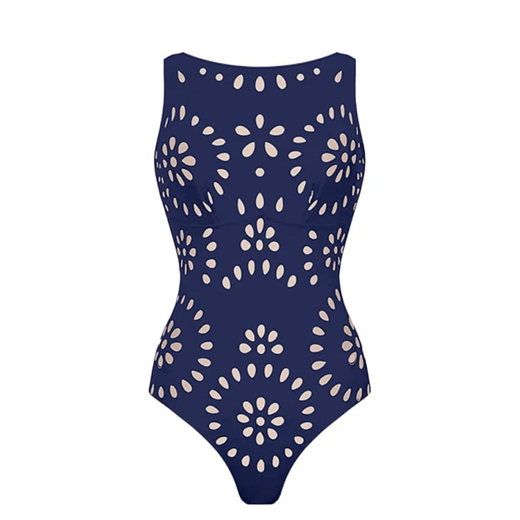 Laser Cutting Flower Hollow Flared Skirt Swimsuit Set