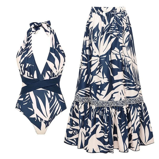 Dbvacay  V Neck Printed Swimsuit Set