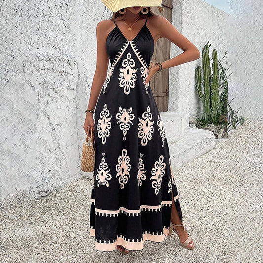 Dbvacay  Black printed resort  Maxi Dress