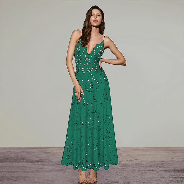 Laser Cutting Flower Hollow Flared Skirt Swimsuit Set