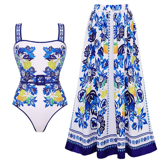Dbvacay  Print Sling One Piece Swimsuit Set