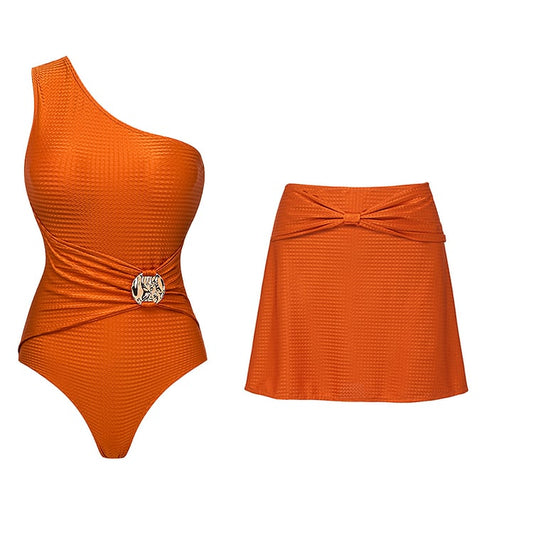 One Shoulder One Piece  Swimsuit Set