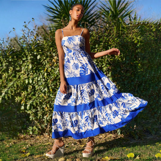 Dbvacay  Plant Print Sling Maxi Dress